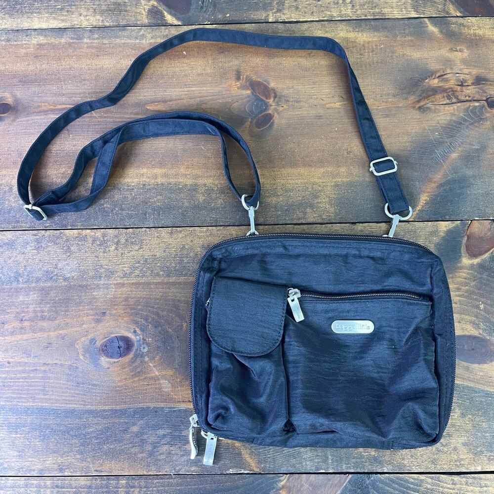 Baggallini Multi Component Convertible Crossbody Belt Bag Ripstop Black Purse